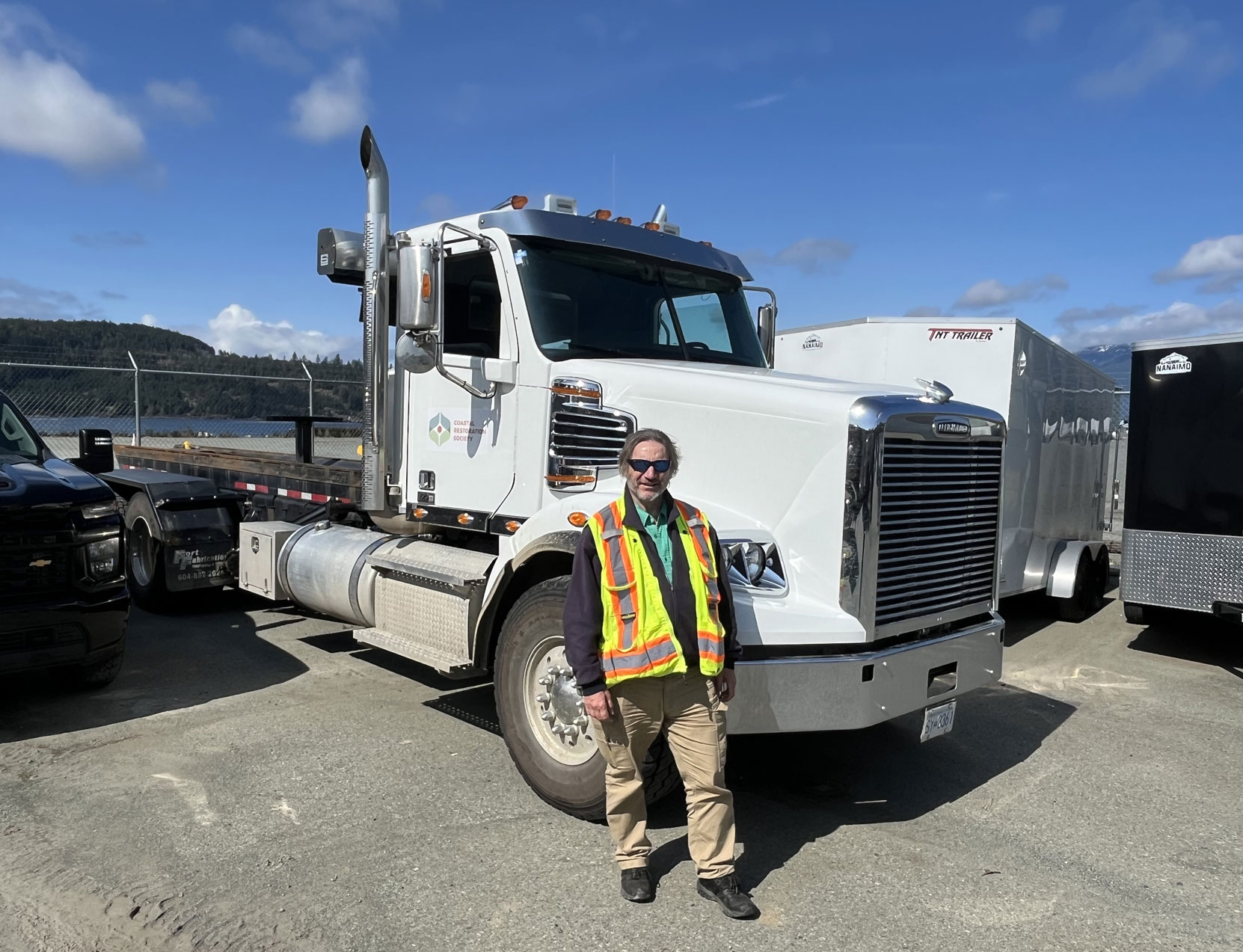 Our Chief Instructor, Mark Anderson, teaching Class 3 manual transmission for the Coastal Restoration Society in Port Alberni, April 2025 [photo: Coastal Pathways Driver Training]